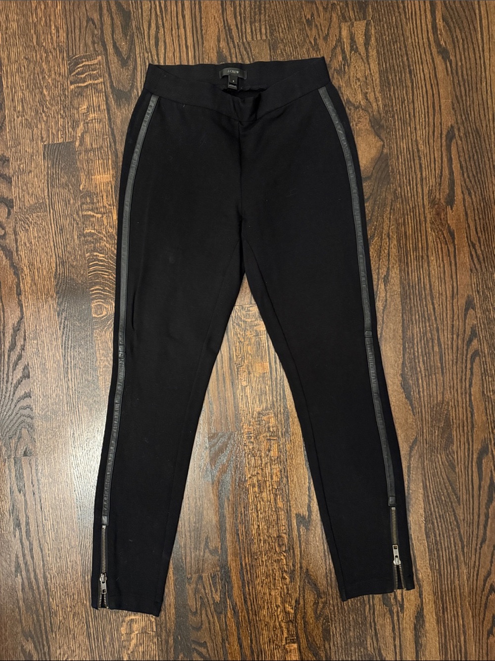 Black Kids Leggings with leather Sides and ankle Zippers - j.crew